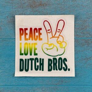 Dutch Bros Sticker Old Style Peace Love Rasta Colors Limited Rare Rainbow